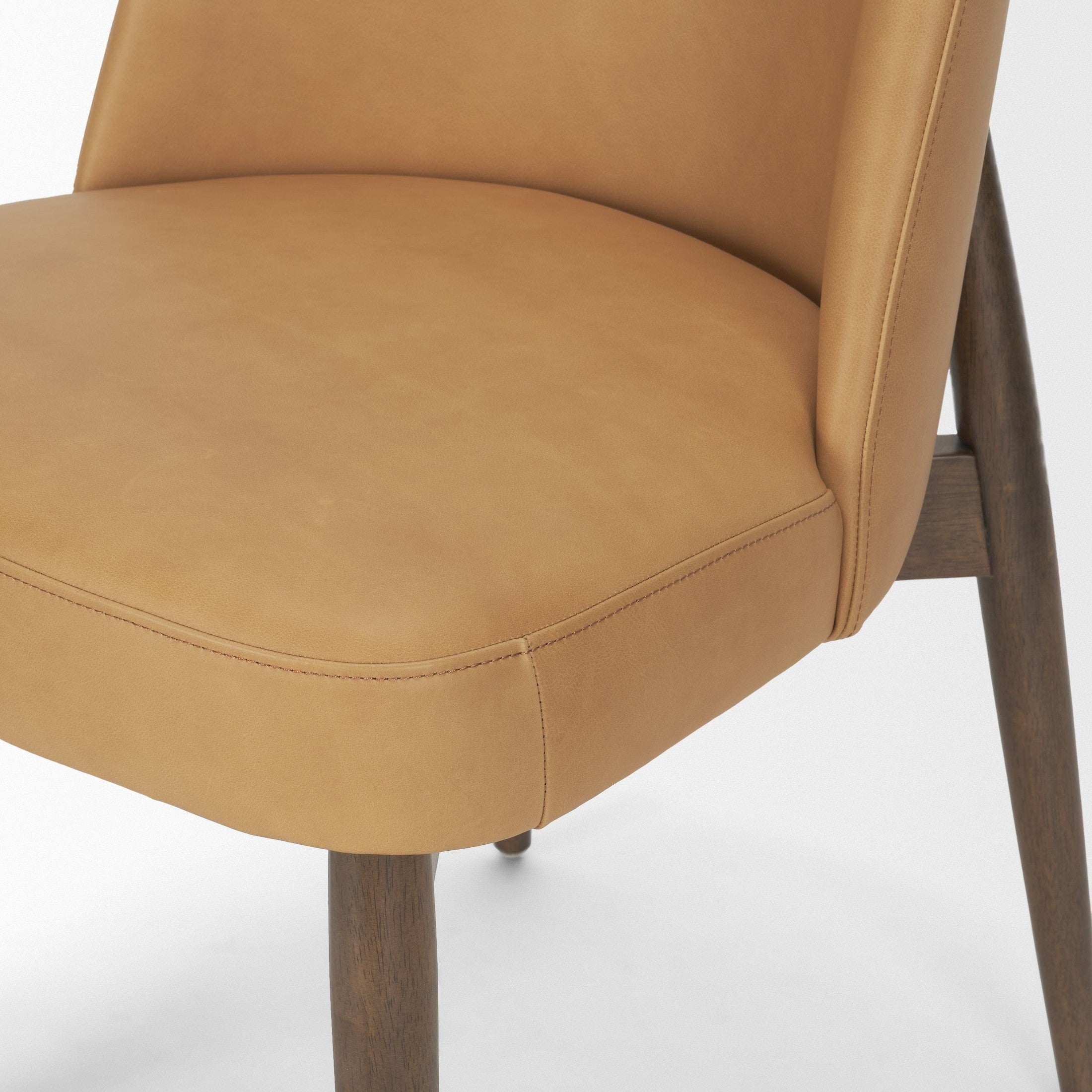 Abbie Slope Curved Tan Leather Dining Chair