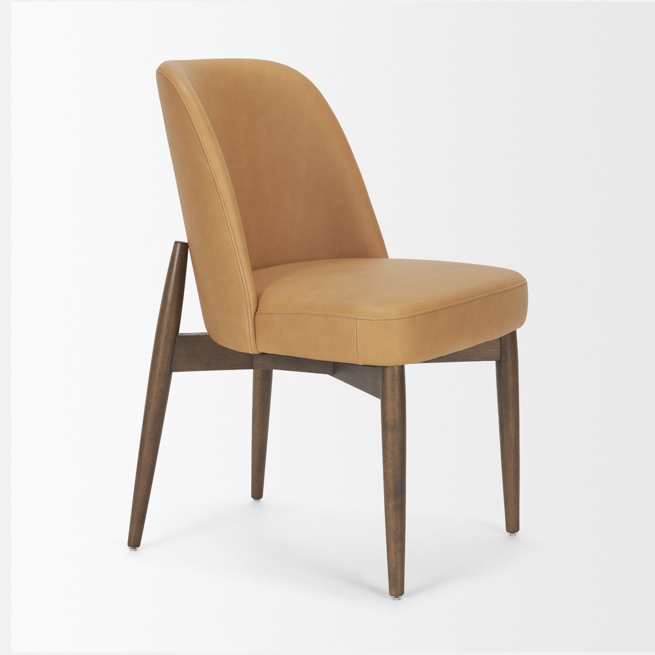 Abbie Slope Curved Tan Leather Dining Chair