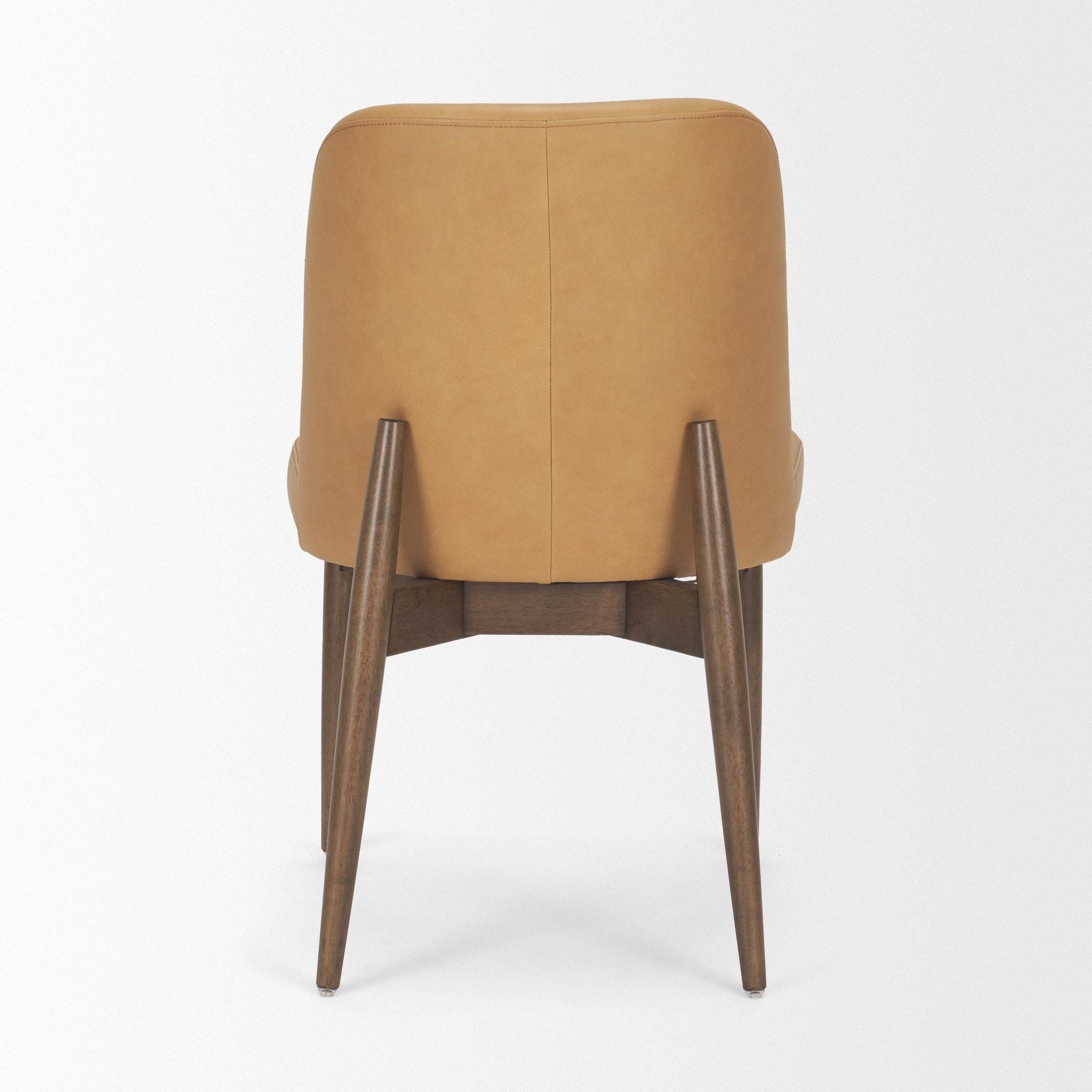 Abbie Slope Curved Tan Leather Dining Chair