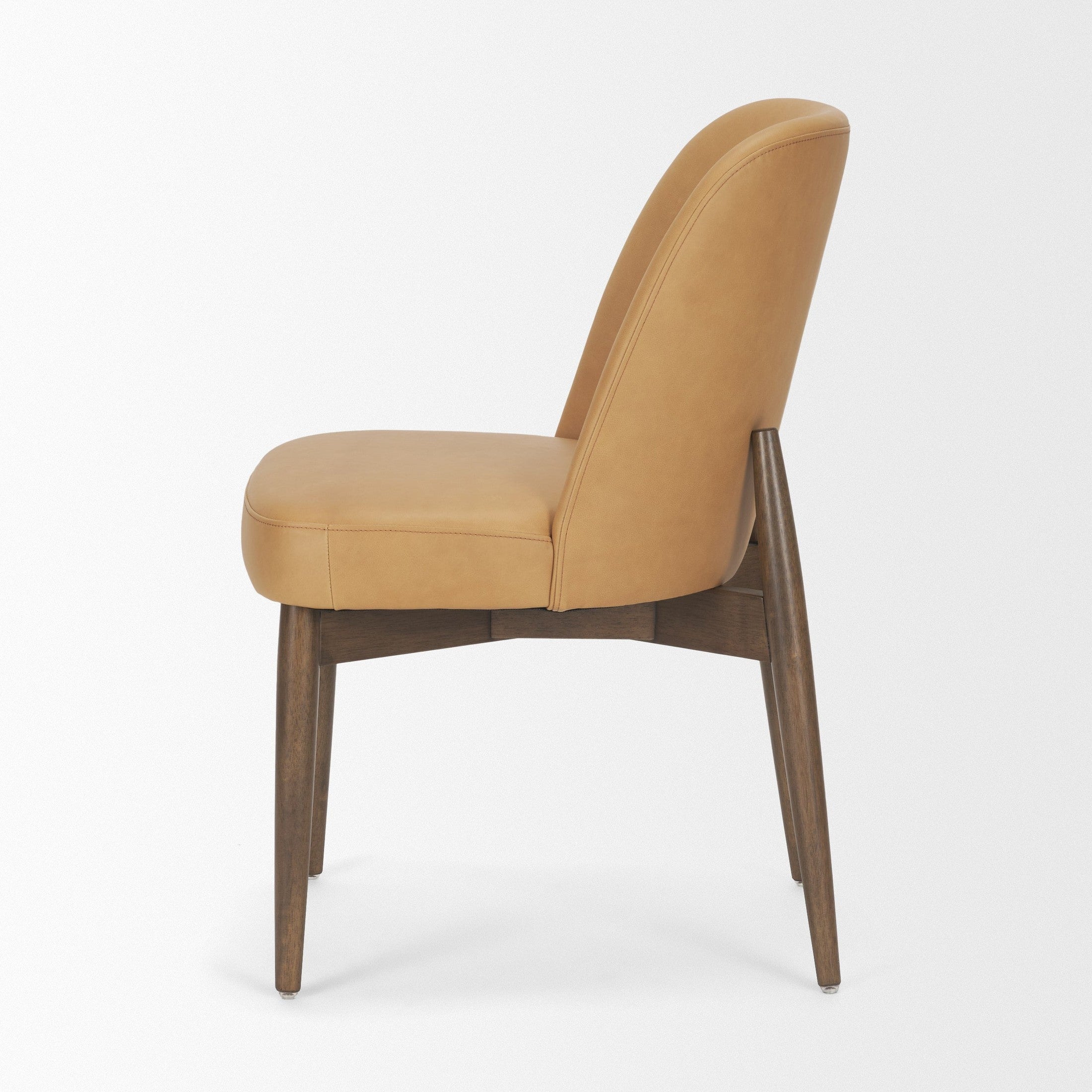 Abbie Slope Curved Tan Leather Dining Chair
