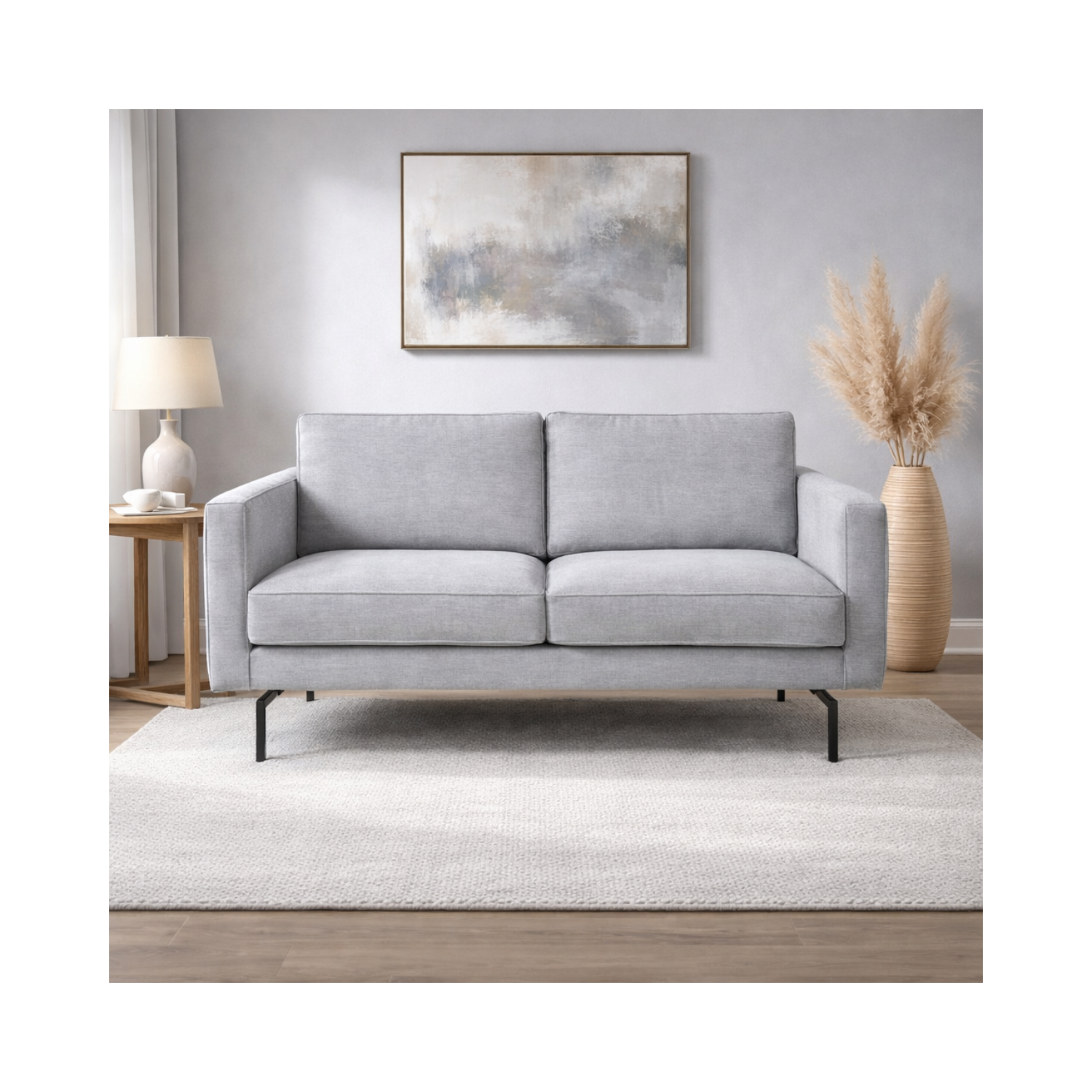 Abby Fabric Loveseat with Black Metal Legs
