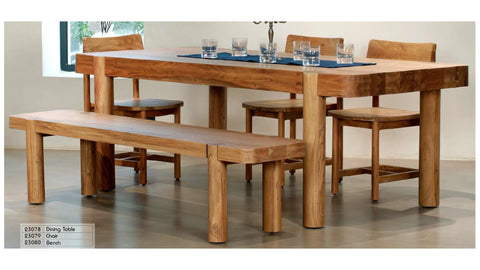 Haini Acacia Wood Round Leg Bench and haini dining table