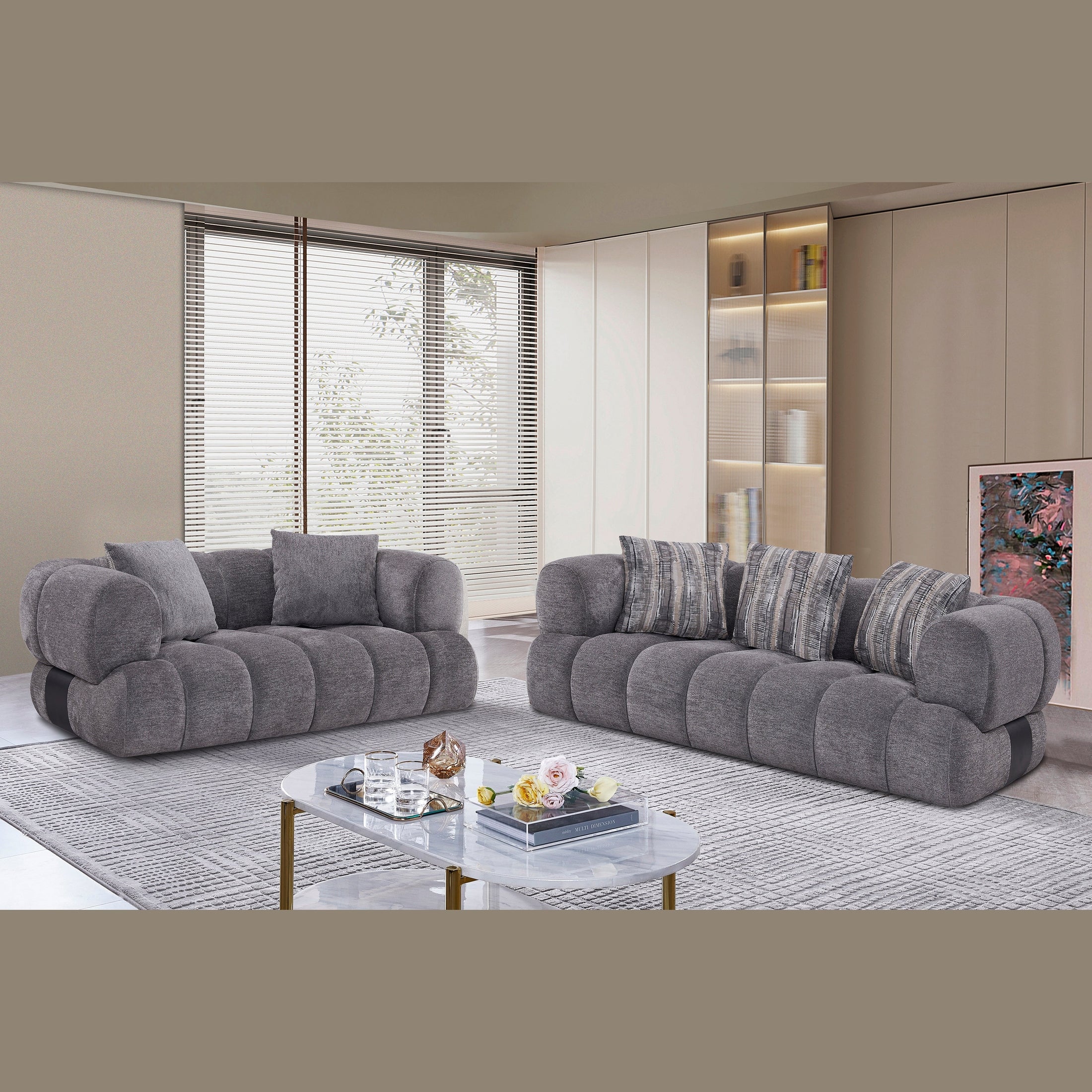 Adonis Loveseat w/2 Pillows - Pewter