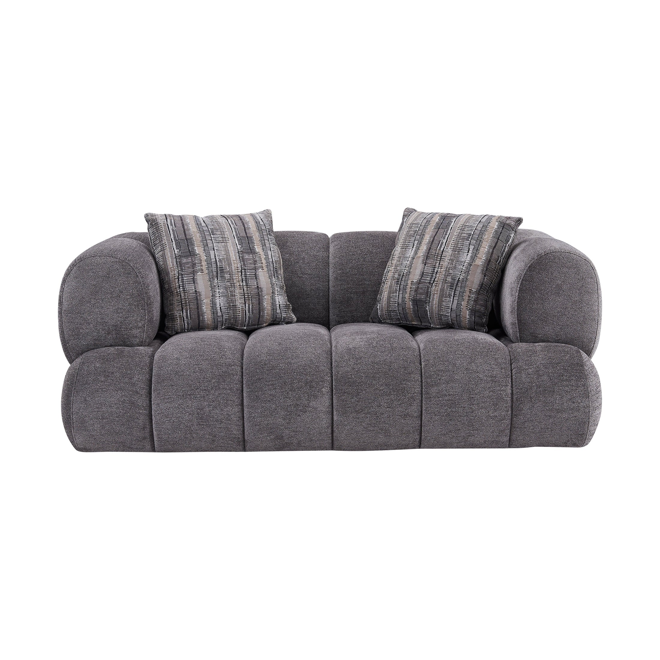 Adonis Loveseat w/2 Pillows - Pewter
