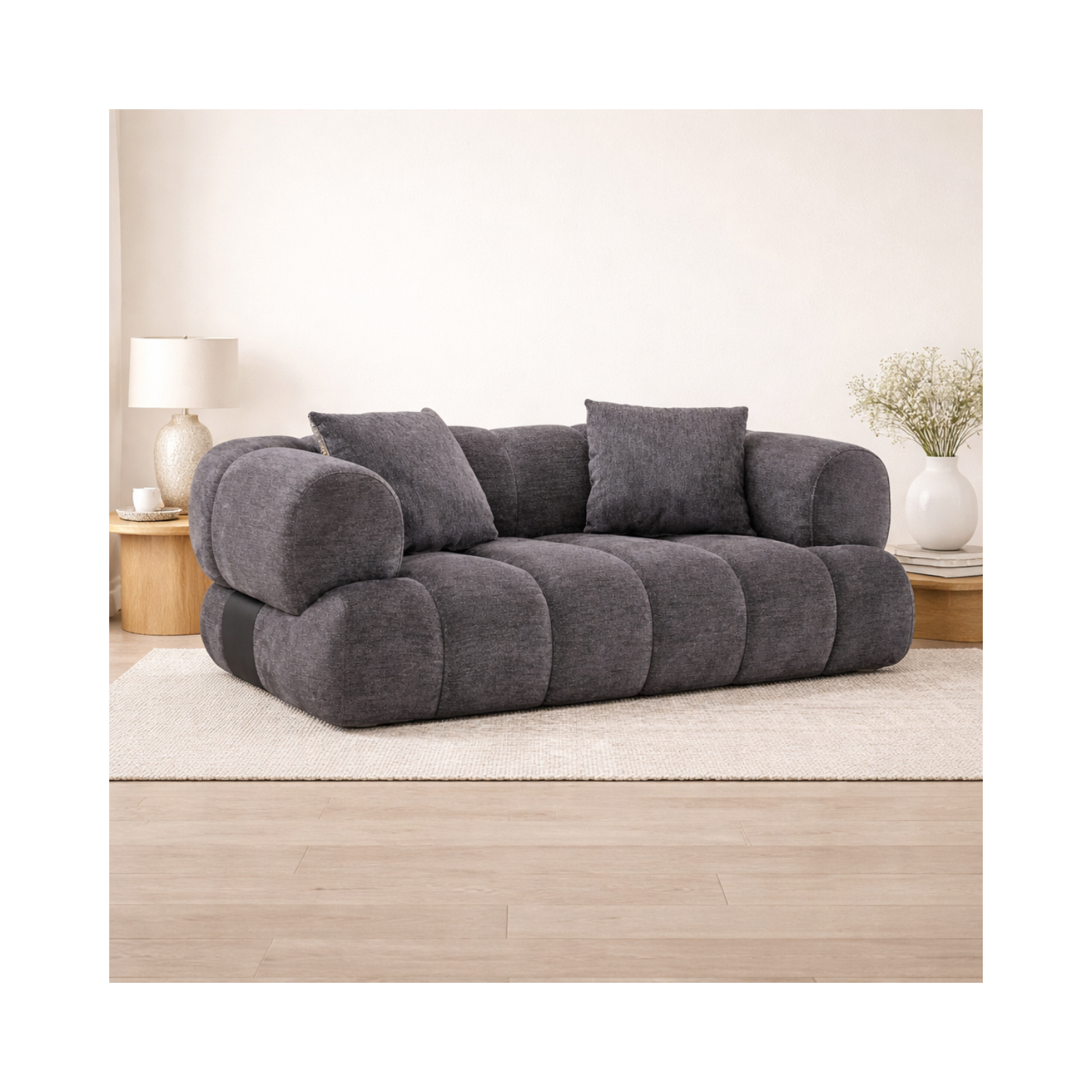 Adonis Loveseat w/2 Pillows - Pewter