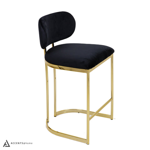 Aiden Gold & Black Velvet Counter Height Stool