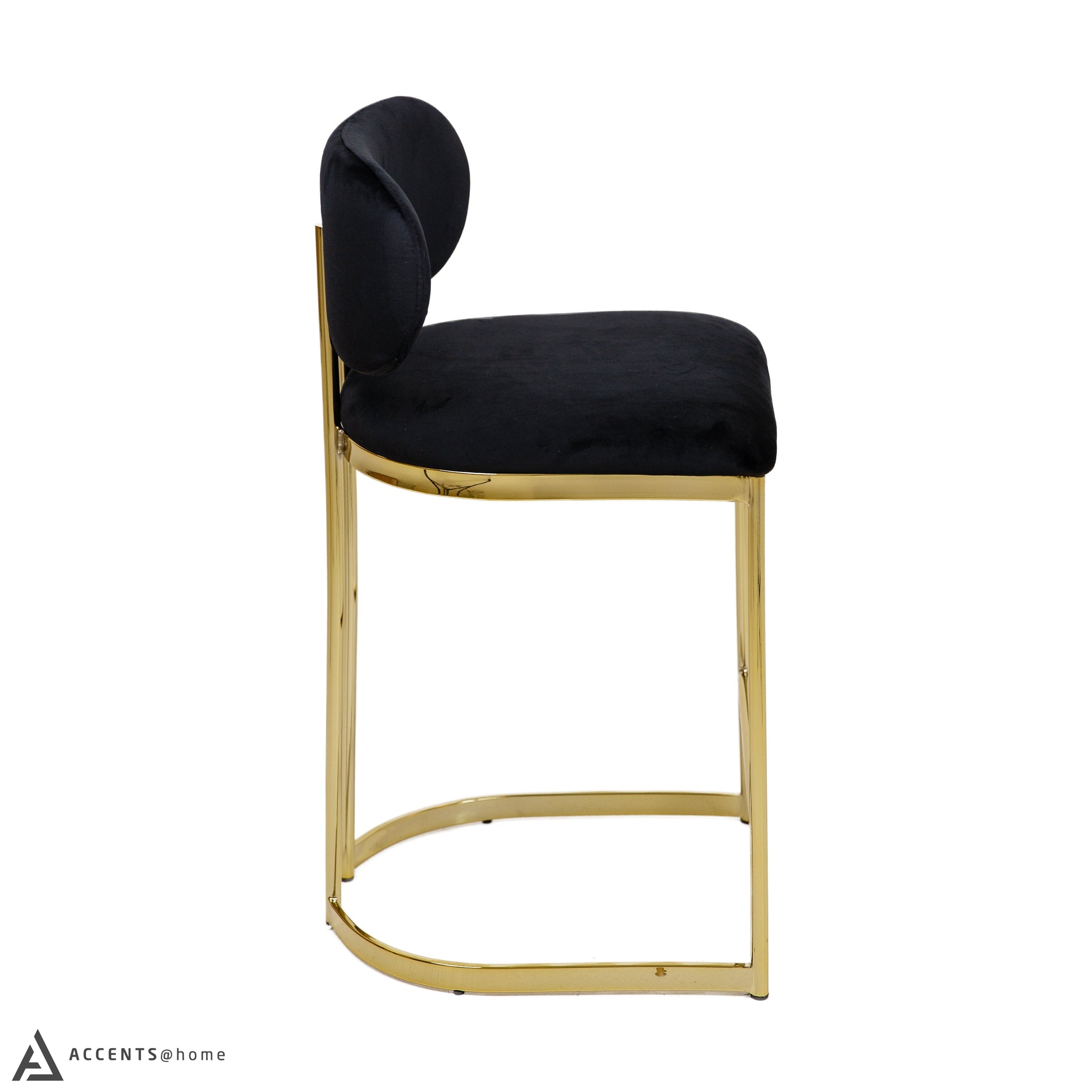 Aiden Gold & Black Velvet Counter Height Stool