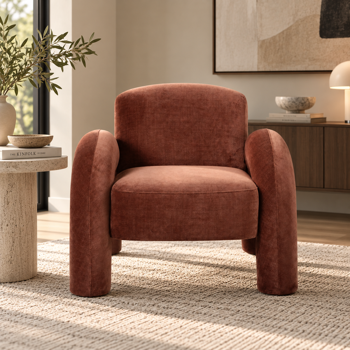 Alba Lounge Accent Chair – Cognac Brown