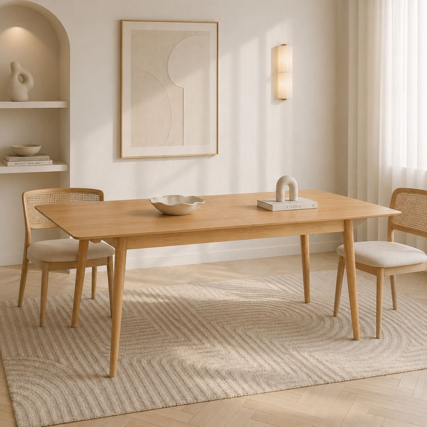 Aldus Extendable Wooden Dining Table - Natural Oak Finish