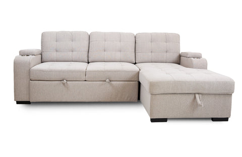 Alonso Sleeper Sectional with USB - Stone