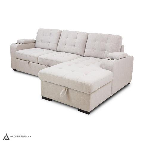 Alonso Sleeper Sectional with USB - Stone