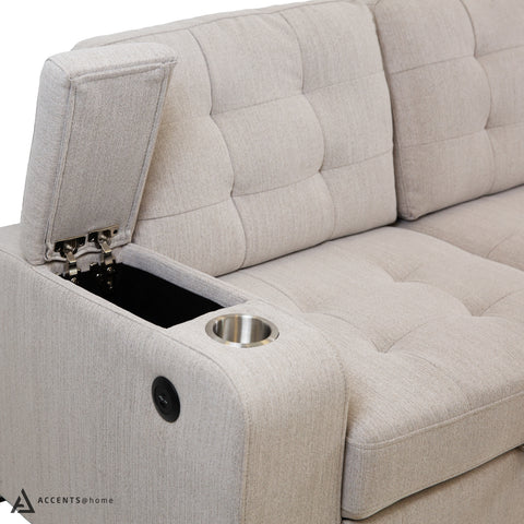 Alonso Sleeper Sectional with USB - Stone