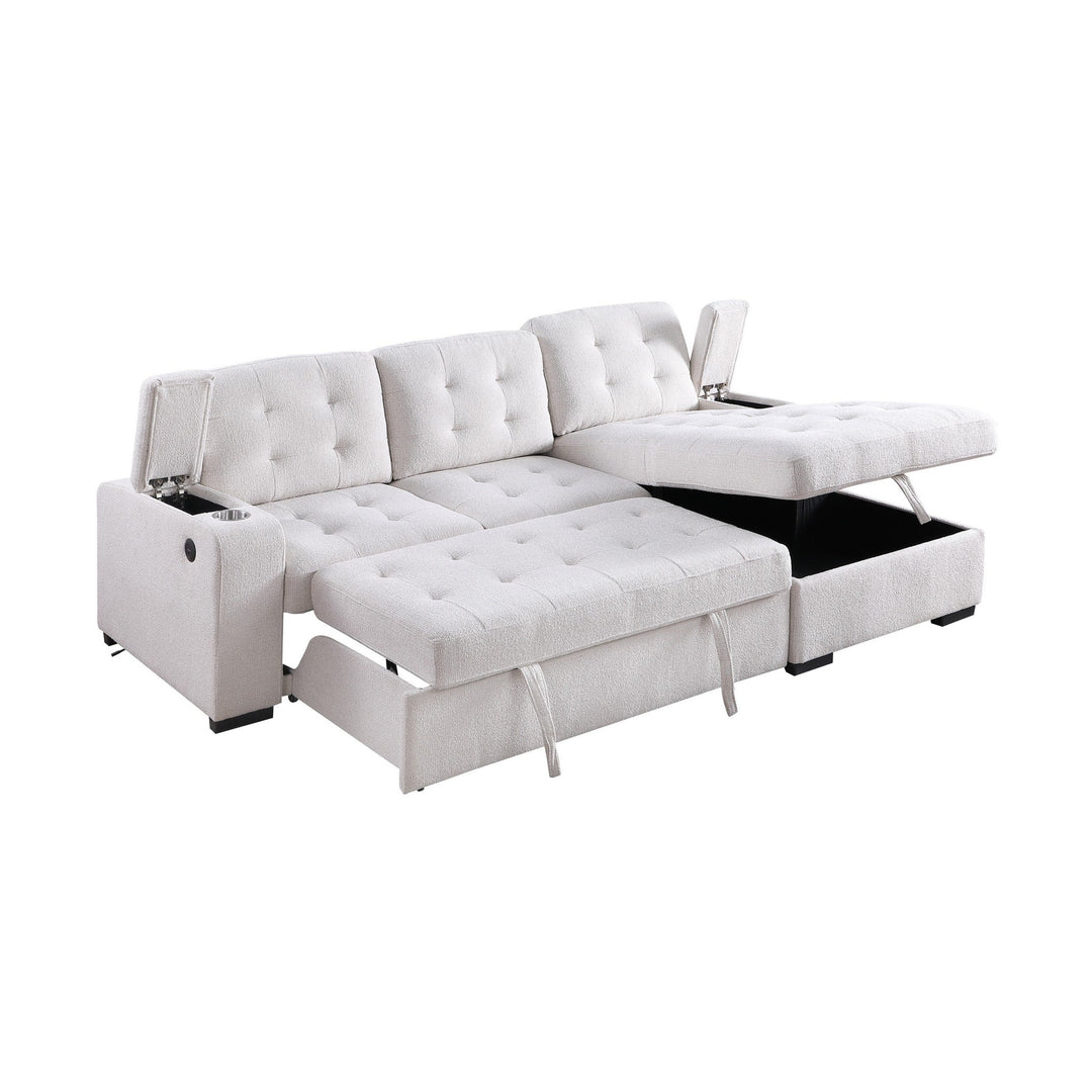Alonso Media Sleeper Sectional in with USB and Cup Holder