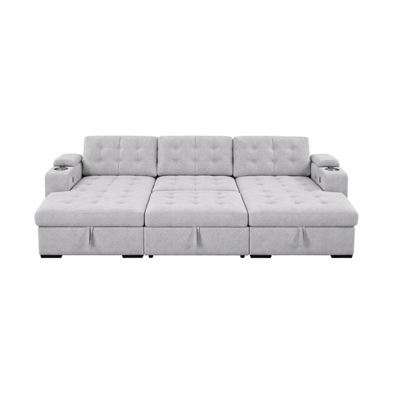 Alonso Sleeper U-shaped Premium Fabric Sleeper Sectional - Light Grey