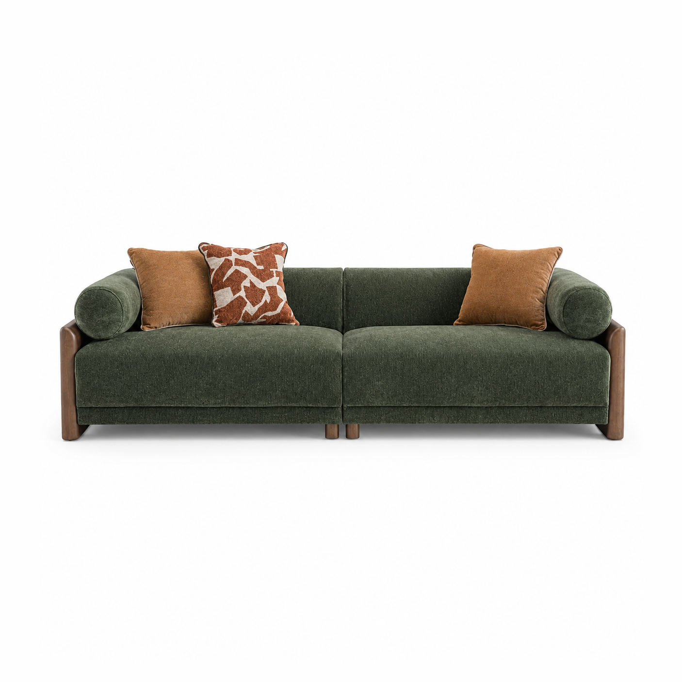 Alvino Modern Upholstered Sofa with Feather Pillows & Solid Wood Legs