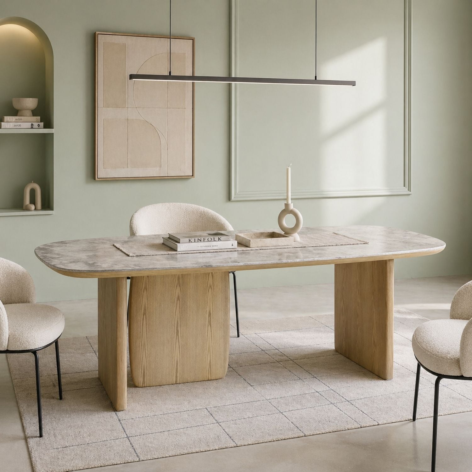 Amsden Wooden Base and Ceramic Top Dining Table