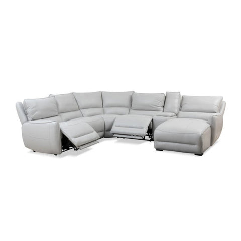 Andrea Leather Power Sectional Couch With Chaise & Recliner