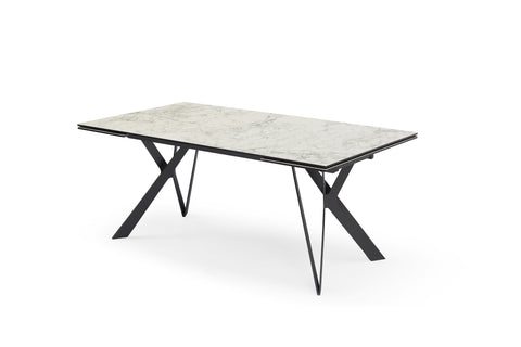 Aomori Extendable Dining Table - Sleek Design with Glass Top and Ceramic Accents