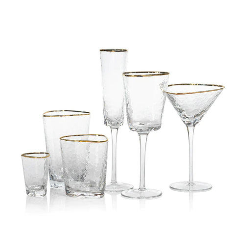 Aperitivo Triangular Glass Clear w/ Gold Rim