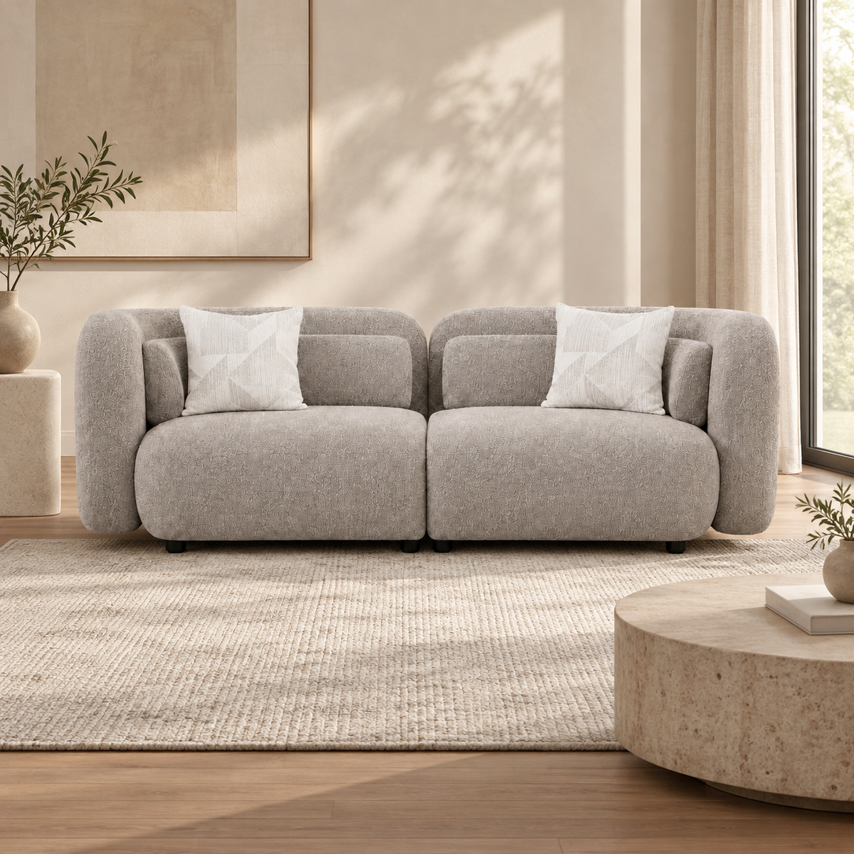 Ari Large Upholstered Sofa – Soft Greige