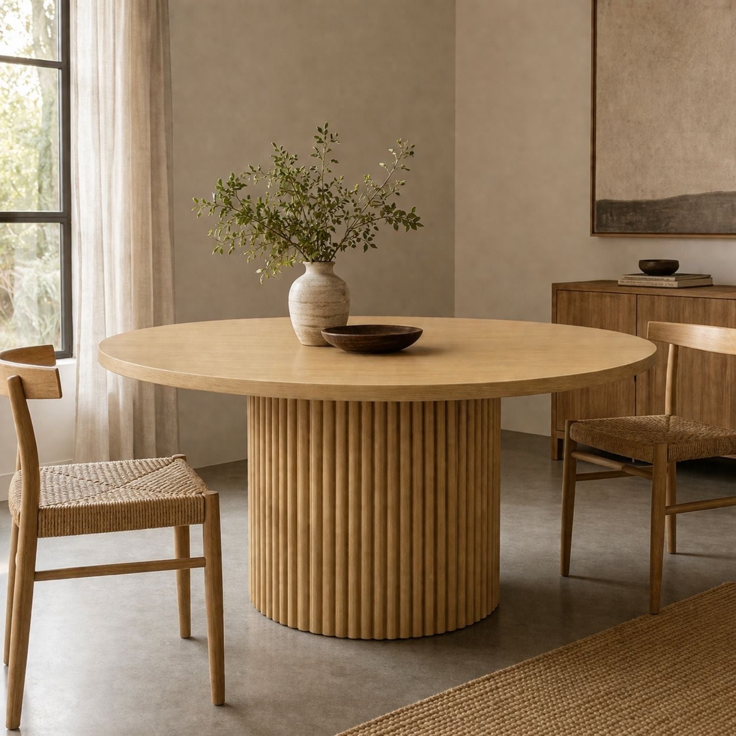 Auden 60" Round Dining Table – Natural Finish