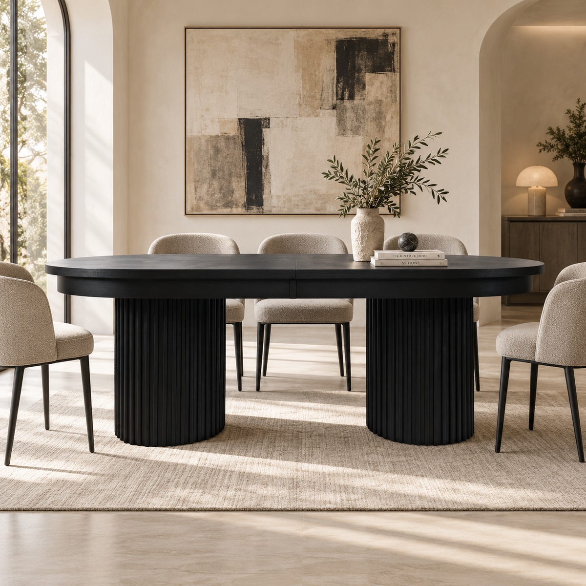 Auden 84"-102" Extendable Oval Dining Table – Black