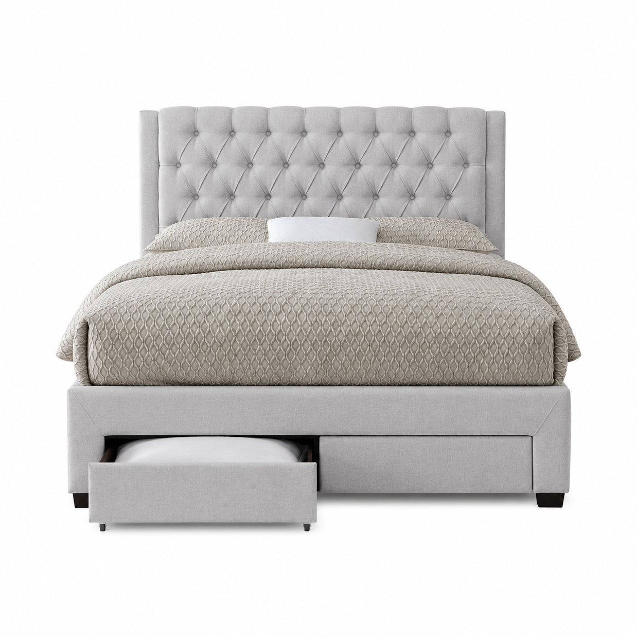 Austin Storage Platform Bed w/ Premium Fabric - Stone