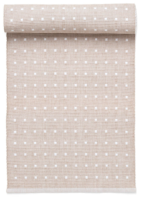 Dominika Rib Table Runner Ct Polka Dots Taupe-white