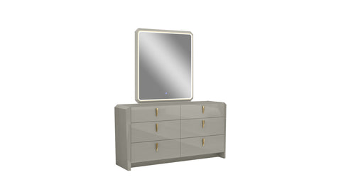 Magnus Glossy Finish Bedroom Dresser - Cool Grey