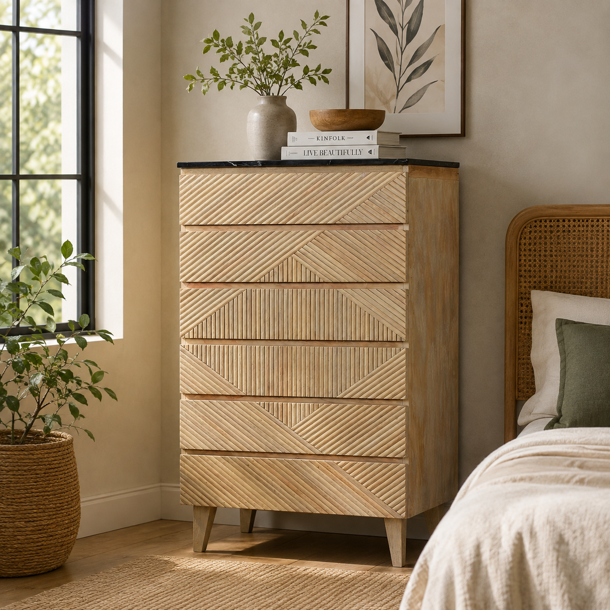 Bamboo Six Drawer Chest