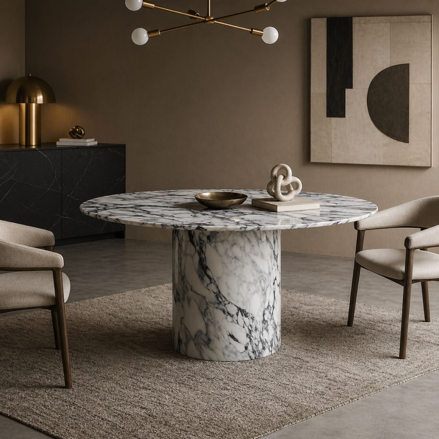 Barclay Glossy Marble Foil Top Dining Table