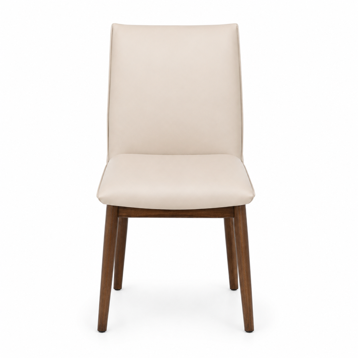 Barnes Genuine Leather Dining Chair – Light Mocha with Walnut Legs