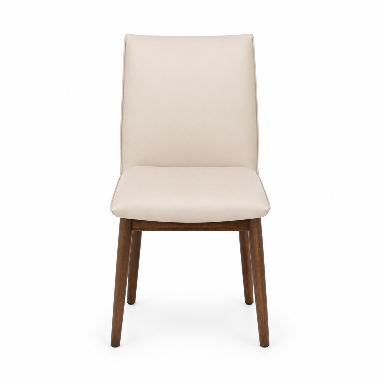 Barnes Genuine Leather Dining Chair – Light Mocha with Walnut Legs