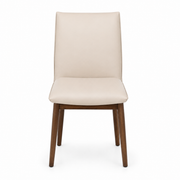 Barnes Genuine Leather Dining Chair – Light Mocha with Walnut Legs