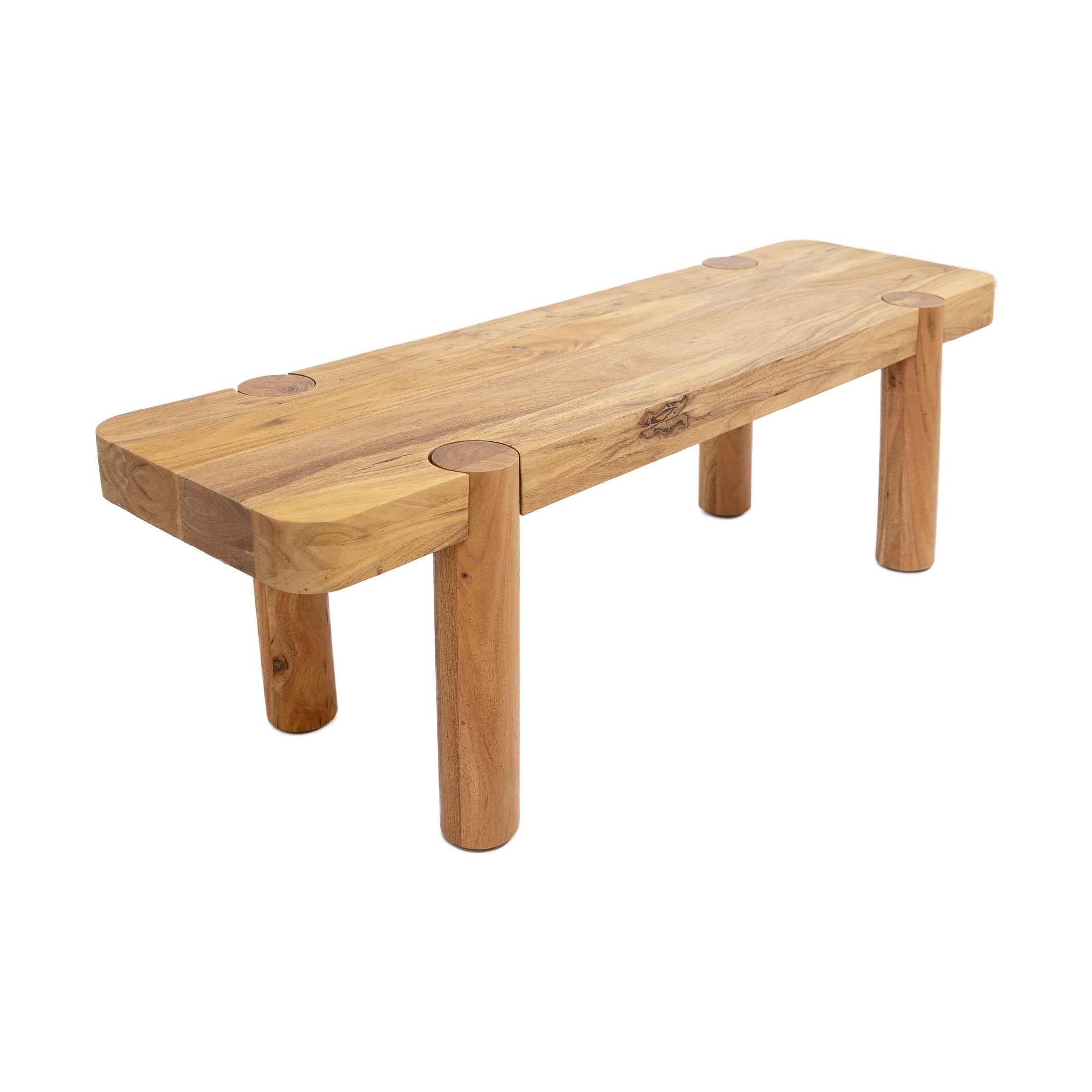 Haini Acacia Wood Round Leg Bench