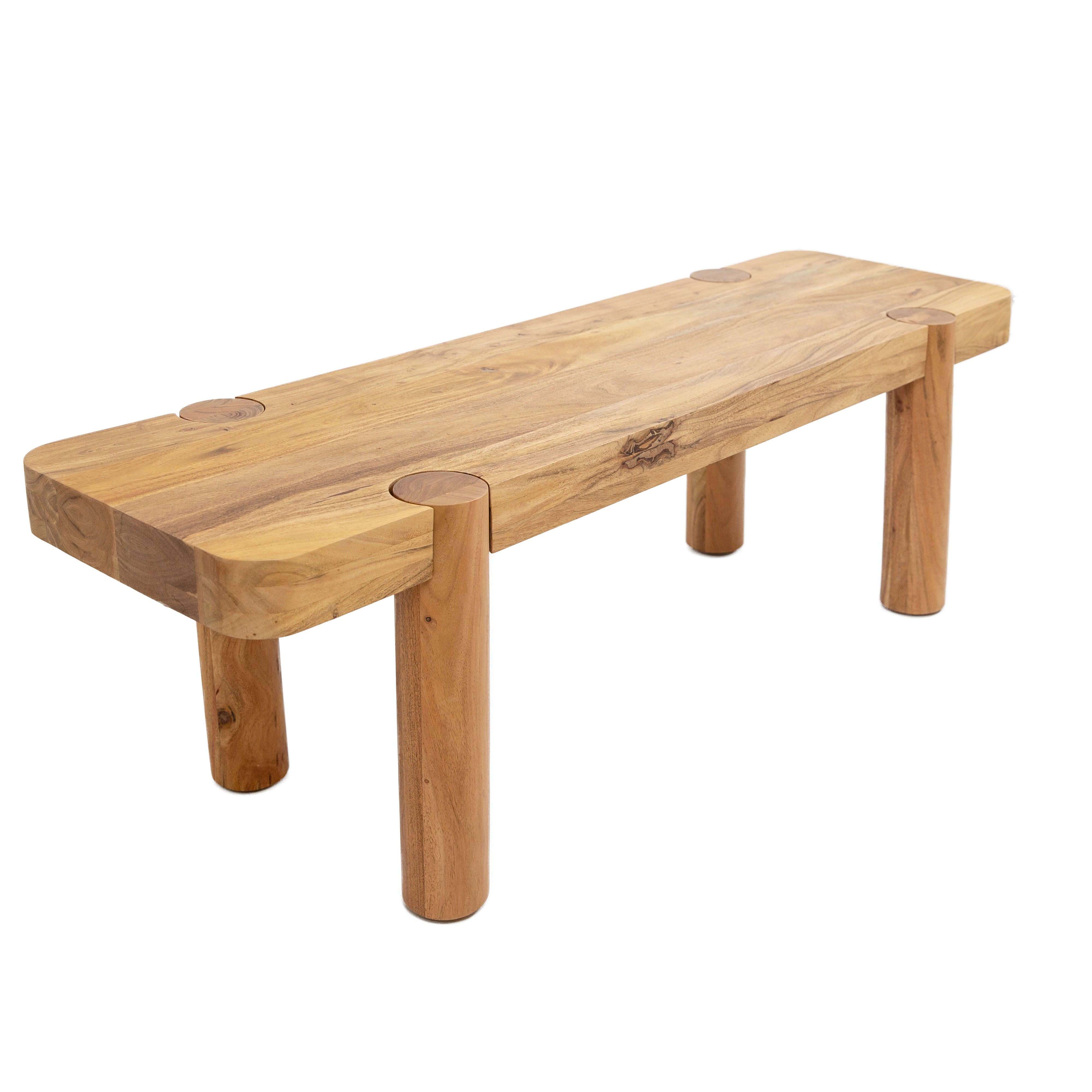 Haini Acacia Wood Round Leg Bench