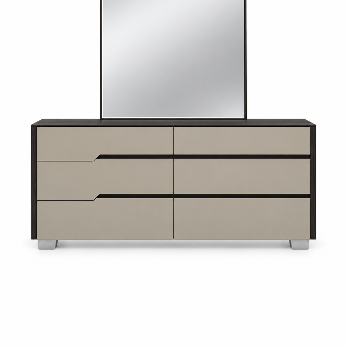 Benson Grey/ Brown Glossy Finish Bedroom Dresser