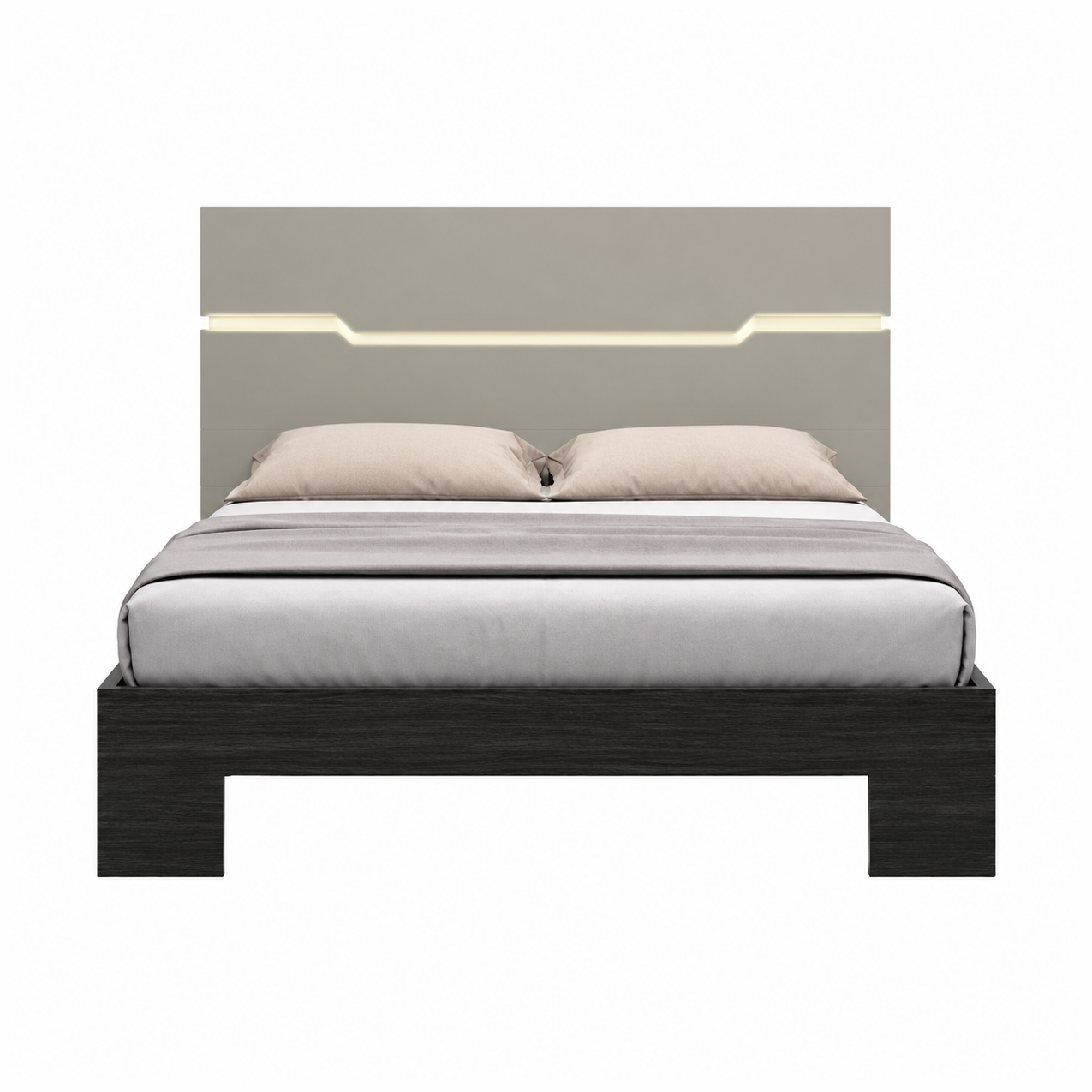 Benson Grey/ Brown Glossy Finish King Bed no storage