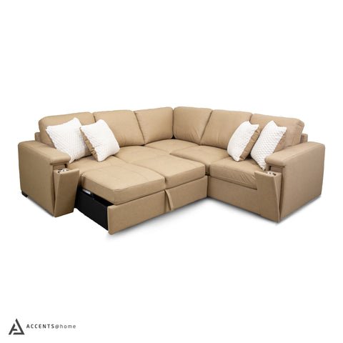 Bjorn Left Pull Out Sleeper Sectional - Soybean - Large