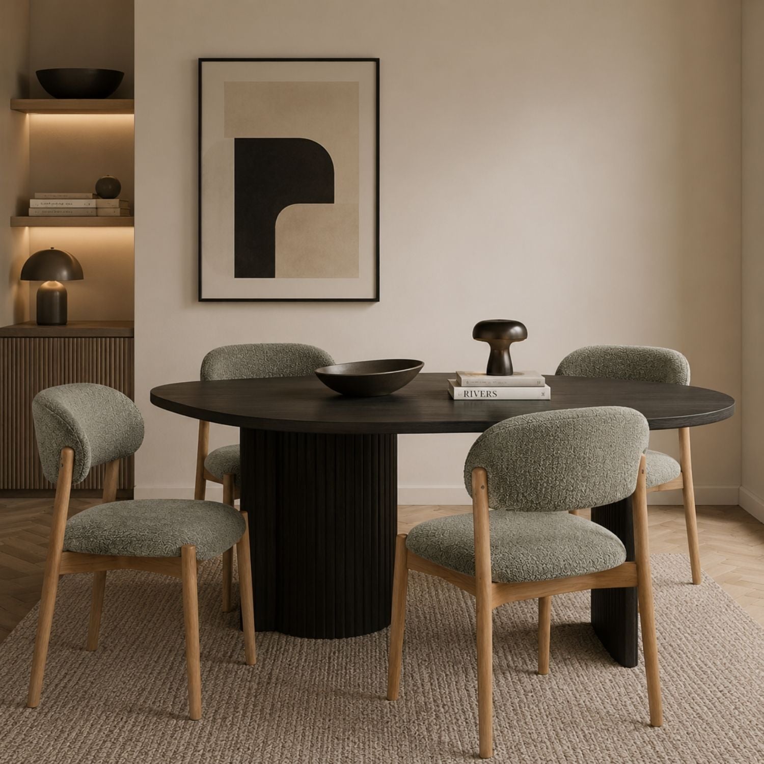 Brina Dining Chair – Mint Green Upholstery & Natural Wood Frame