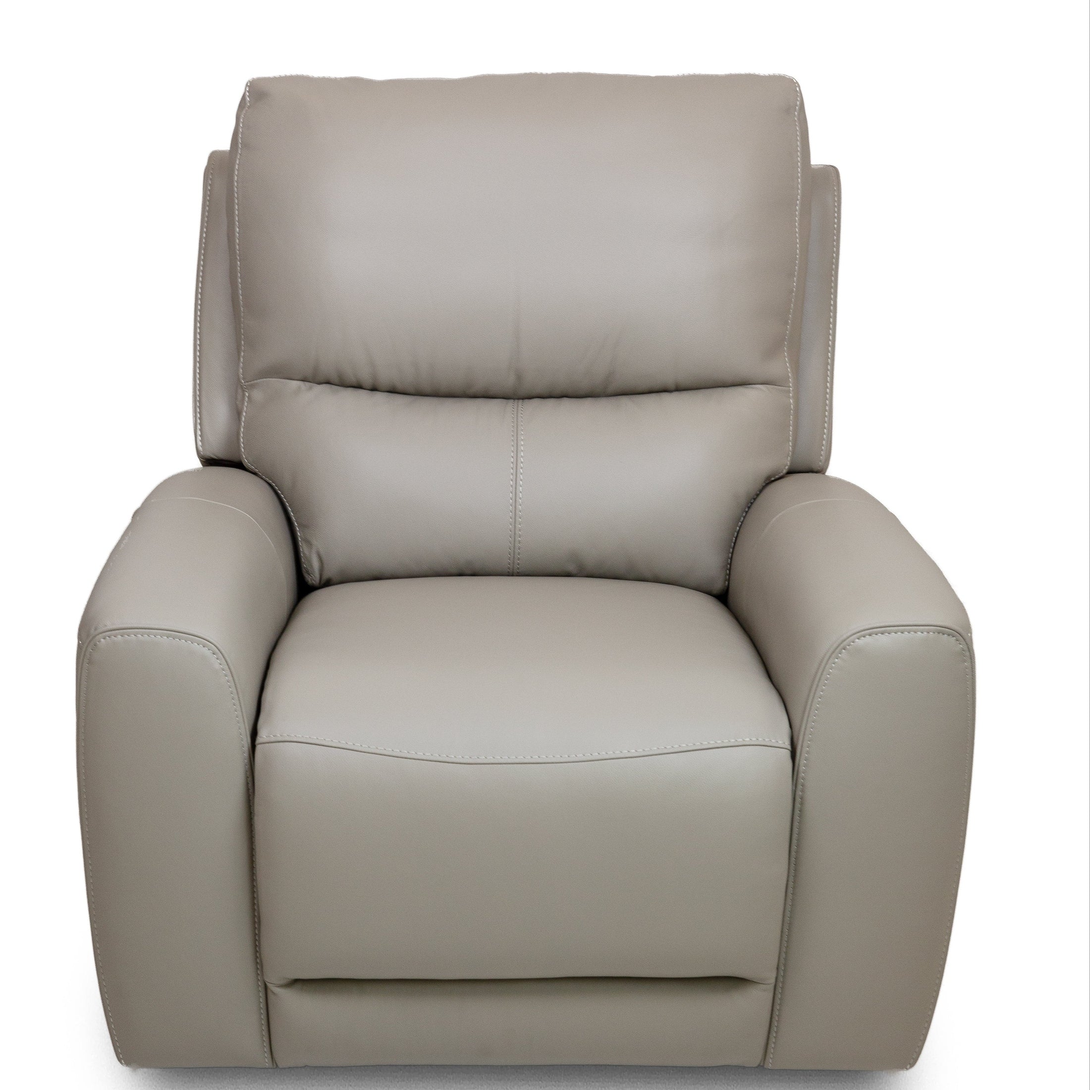 Brooke Leather Power Recliner Chair - Light Grey