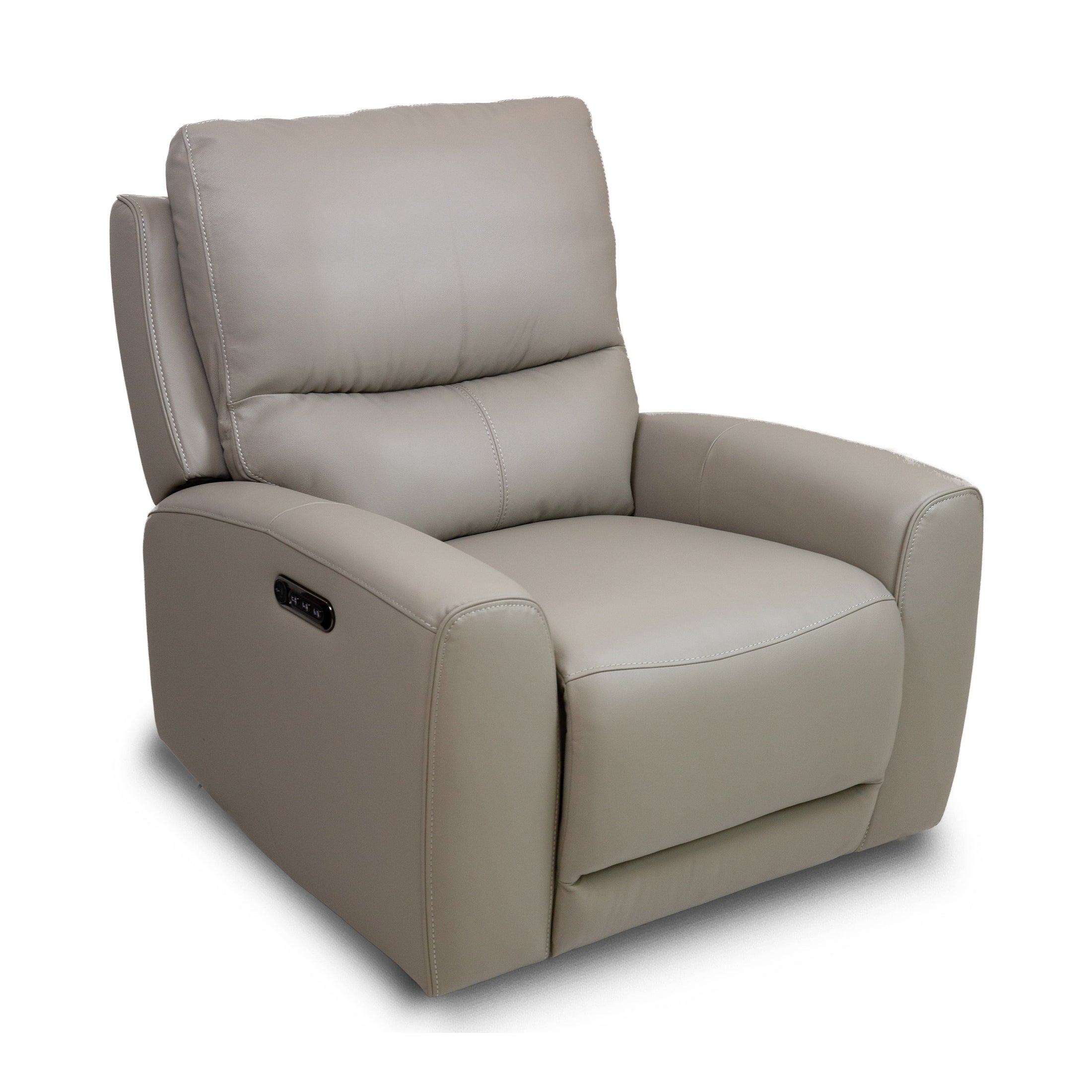 Brooke Leather Power Recliner Chair - Light Grey