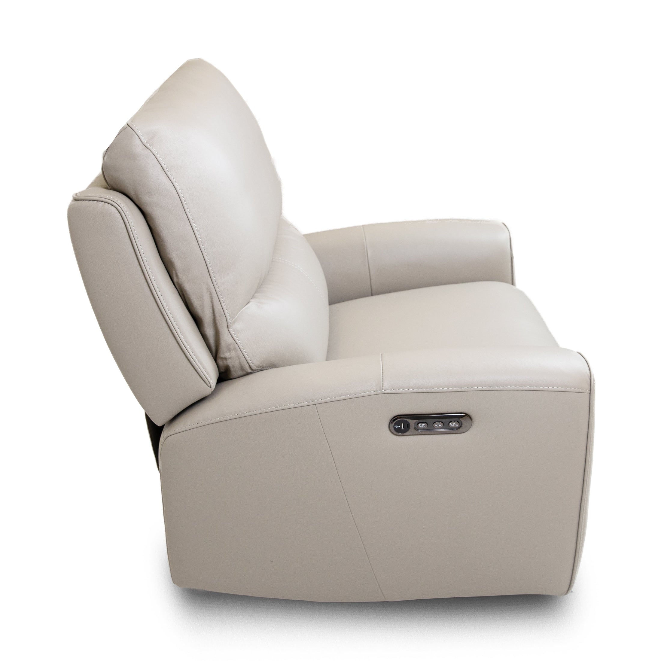 Brooke Leather Power Recliner Chair - Light Grey