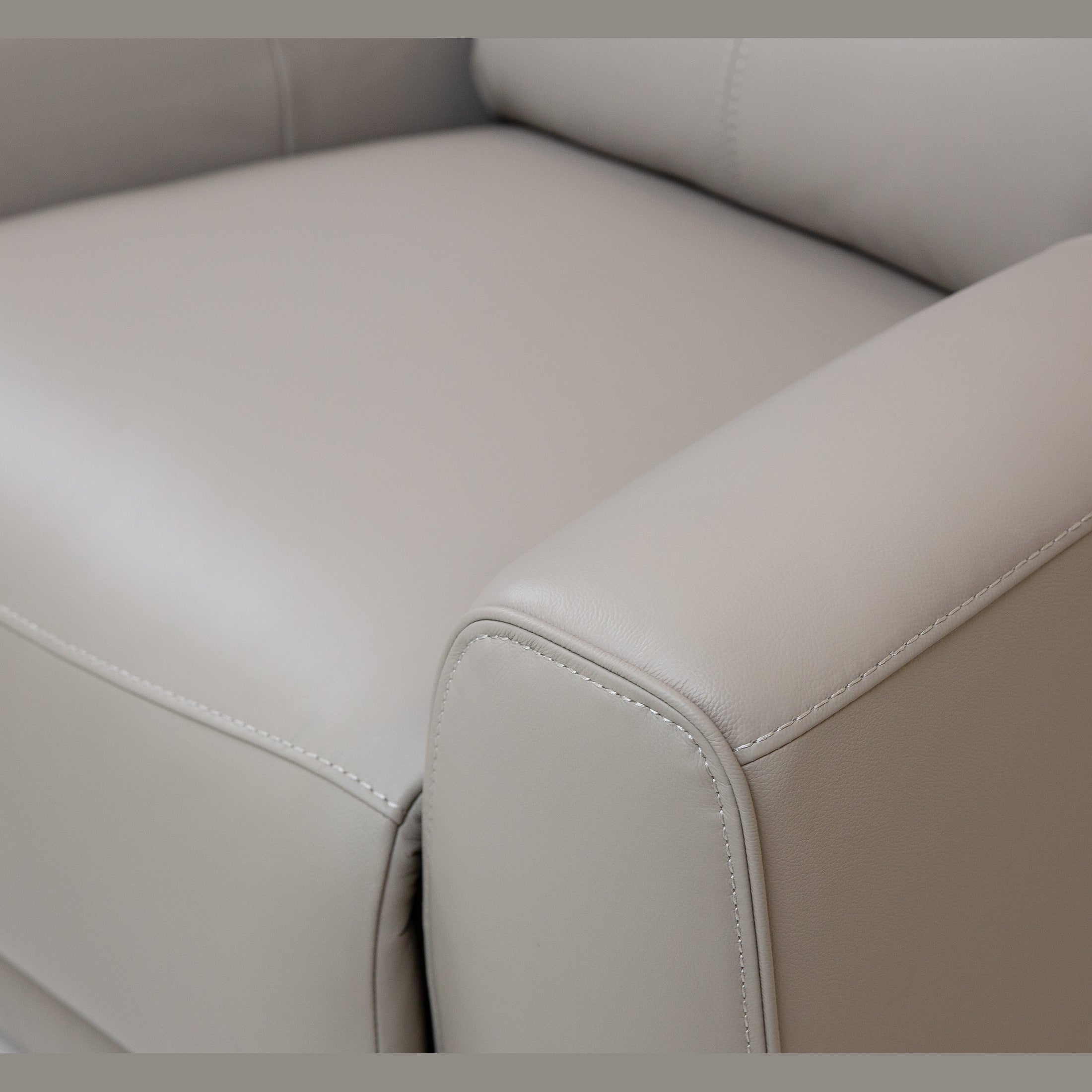 Brooke Leather Power Recliner Chair - Light Grey