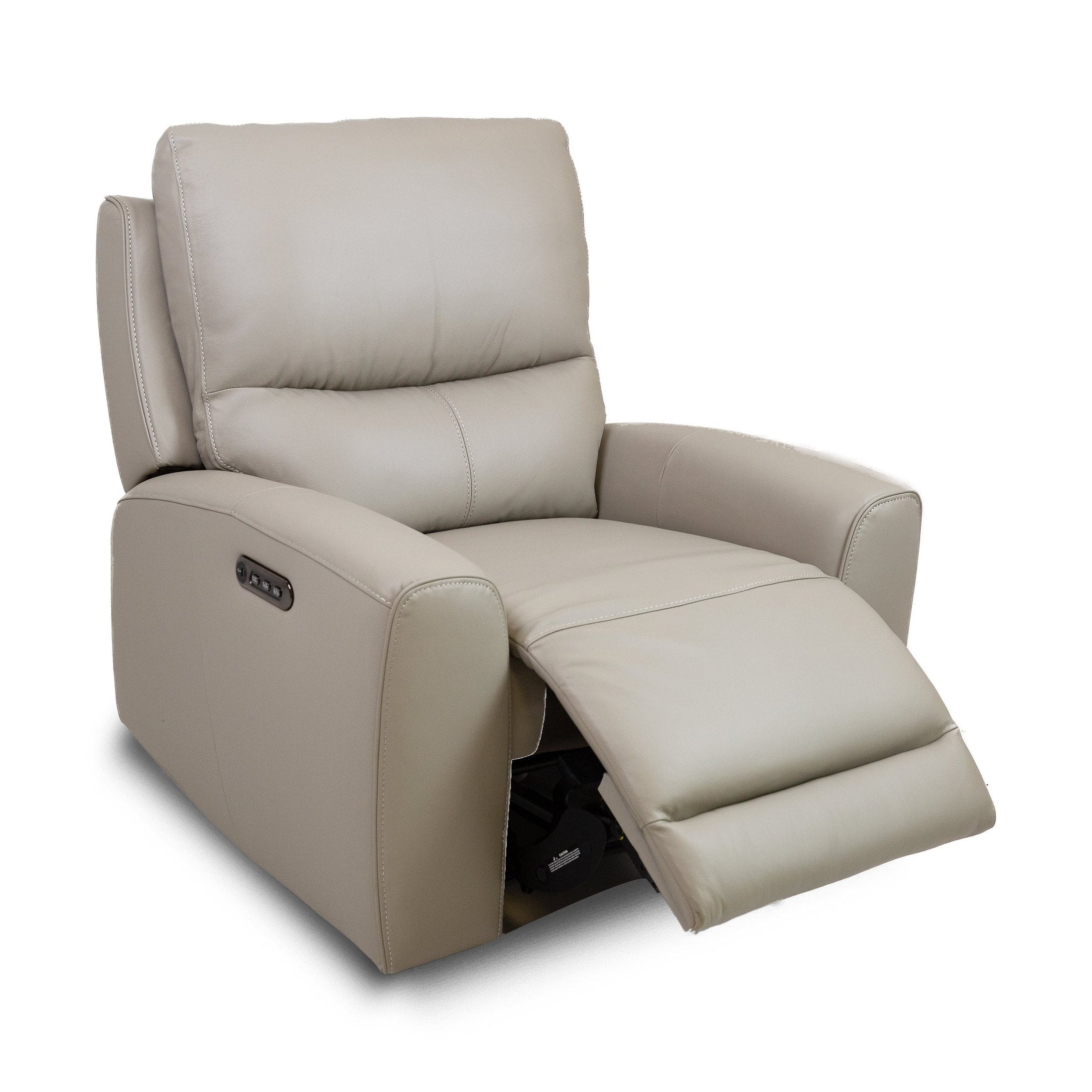 Brooke Leather Power Recliner Chair - Light Grey
