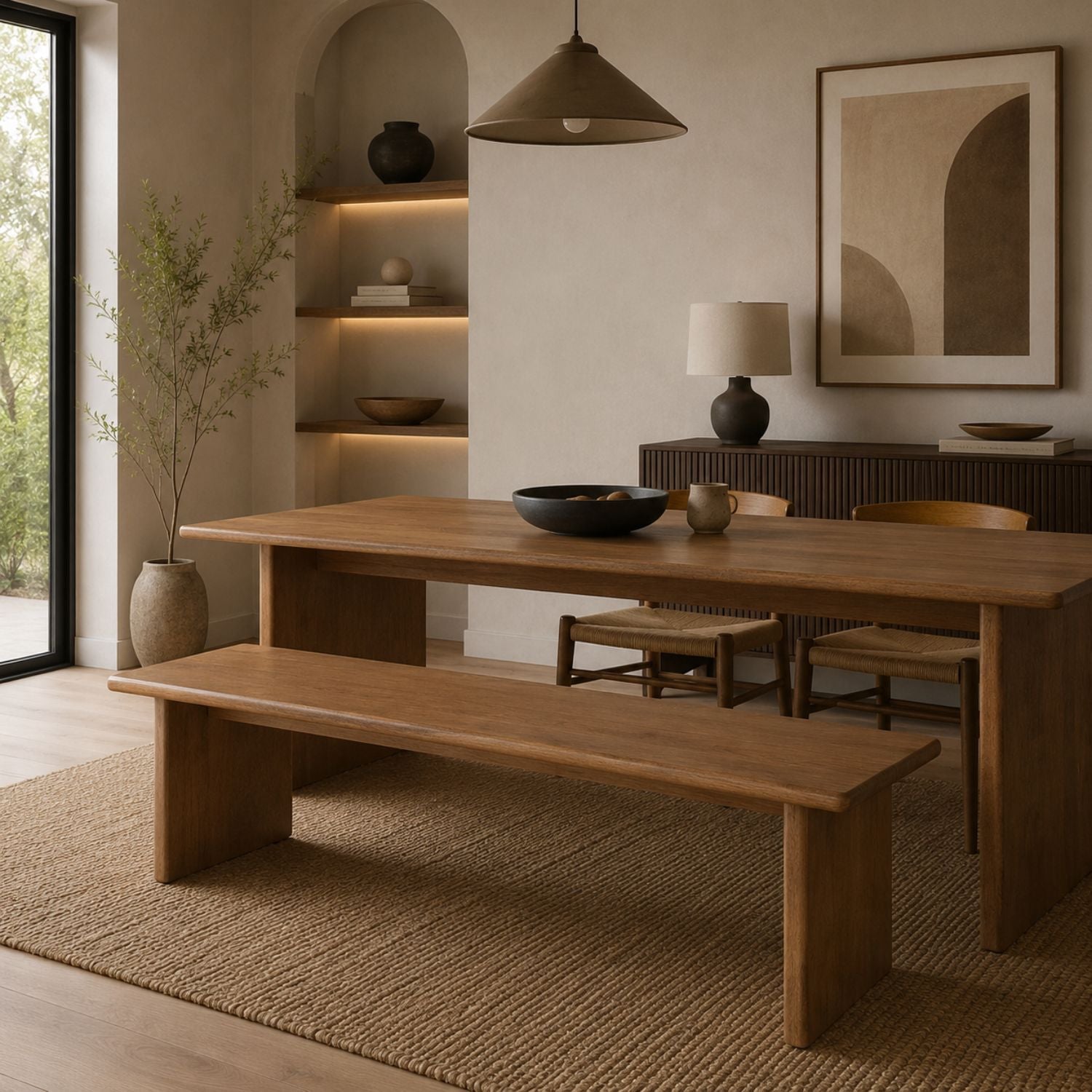 Burke Solid Wood Slab Bench