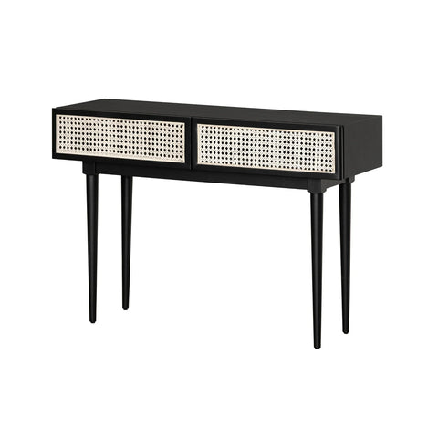 Cane Console Table - Matte Black