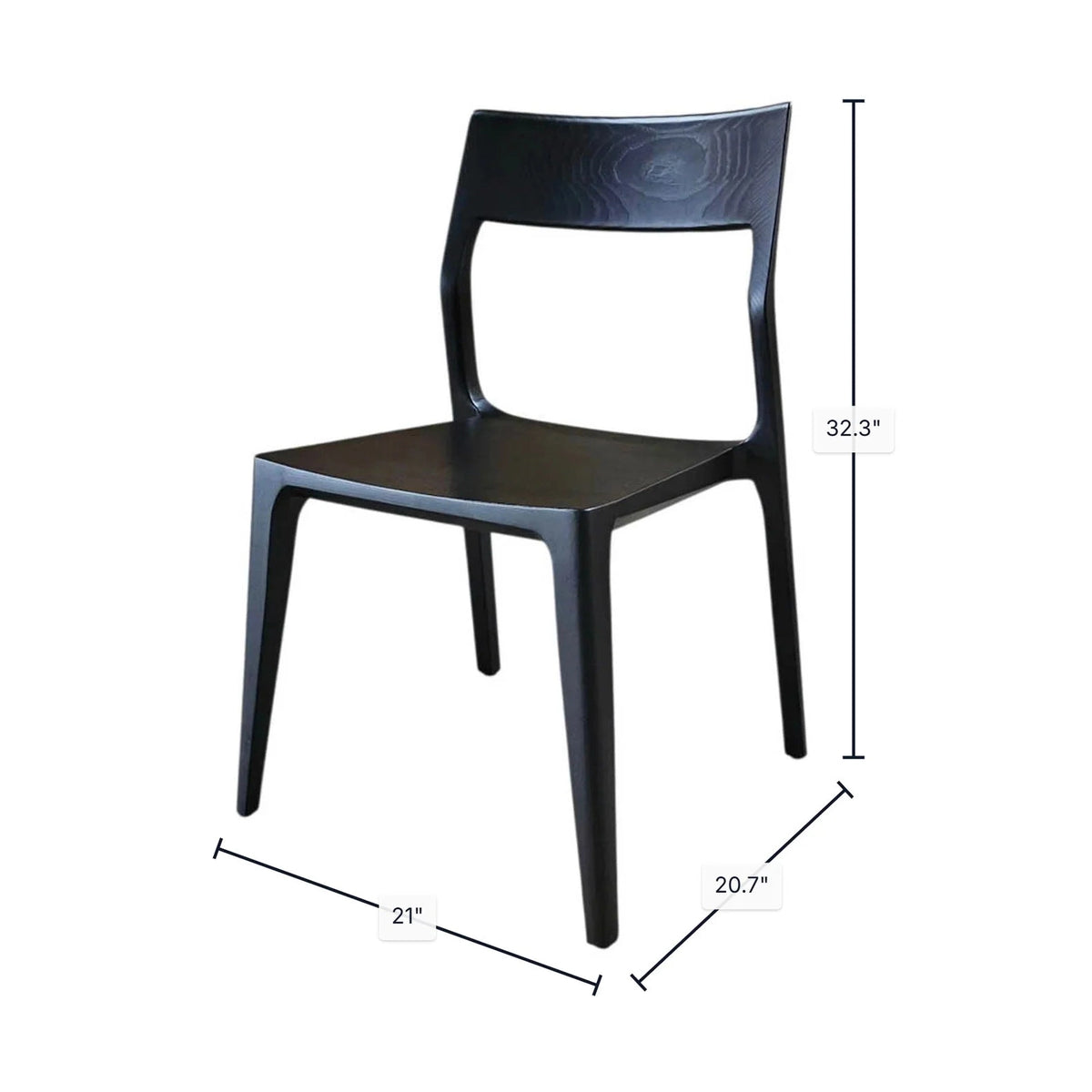 Taina Solid Ash Wood Dining Chair – Black