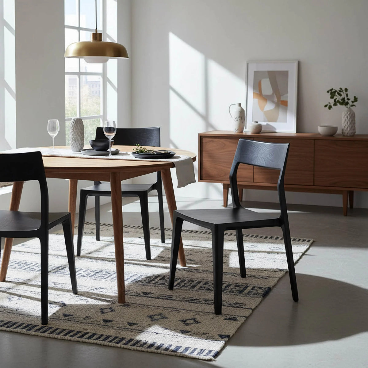 Taina Solid Ash Wood Dining Chair – Black