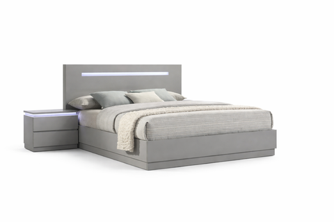 Casia Gloosy Bed with LED Lights - Grey